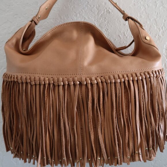 American Leather Co. Fringe Lilly Ziptop Hobo Bag Nutmeg NEW - Picture 4 of 6